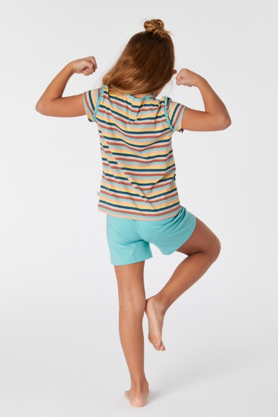 Resim 2-8 Yaş Kız Çocuk Pijama-Psg - 929-Mandril Temalı Çizgili