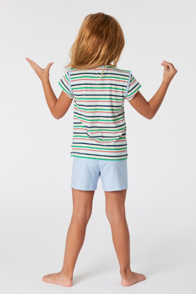 Resim 2-8 Yaş Kız Çocuk Pijama-Psg - 910-Krokodil Temalı Çizgili Yeşil 