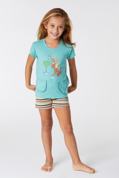 Resim 10-16 Yaş Kız Çocuk Pijama-Psg - 717-Puslu Yeşil