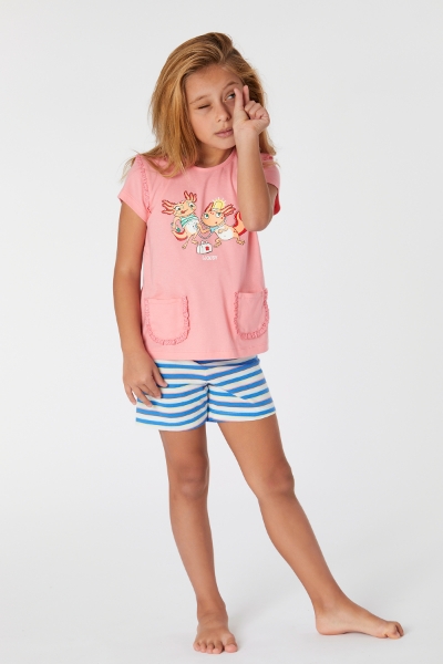 Resim 10-16 Yaş Kız Çocuk Pijama-Psg - 441-İstiridye Pembe