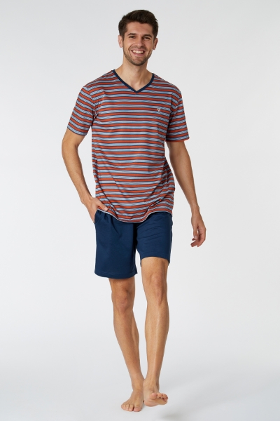 Resim Erkek Pijama-Mvs - 946-Mandril Temalı Çizgili Turuncu