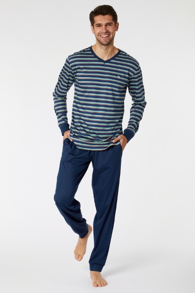 Resim Erkek Pijama-Mvl - 977-Krokodil Temalı Çok Renkli Çizgili