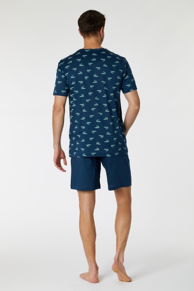 Resim Erkek Pijama-Mrs - 967-Krokodil Baskılı Lacivert