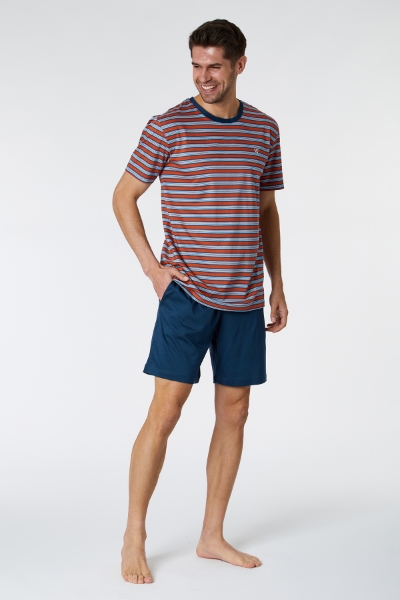 Resim Erkek Pijama-Mrs - 946-Mandril Temalı Çizgili Turuncu