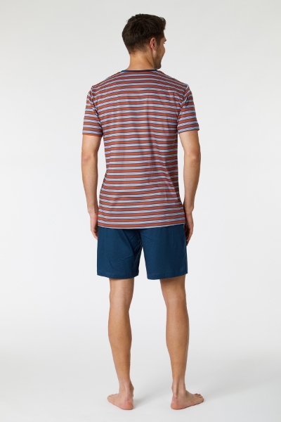 Resim Erkek Pijama-Mrs - 946-Mandril Temalı Çizgili Turuncu