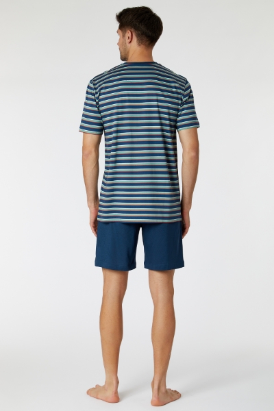 Resim Erkek Pijama-Mrs - 977-Krokodil Temalı Çok Renkli Çizgili