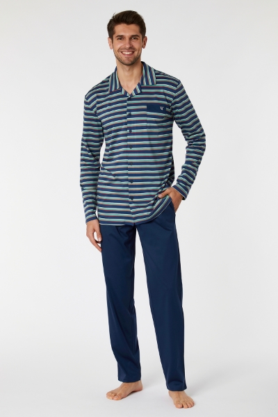 Resim Erkek Pijama-Mbt - 977-Krokodil Temalı Çok Renkli Çizgili