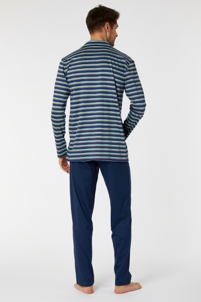 Resim Erkek Pijama-Mbt - 977-Krokodil Temalı Çok Renkli Çizgili