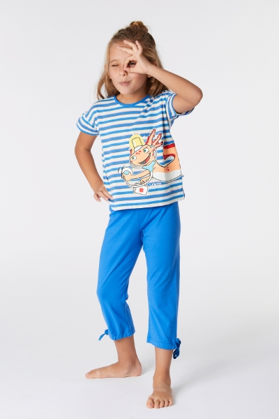 Resim 2-8 Yaş Kız Çocuk Pijama-Bsk - 987-Semender Temalı Çizgili