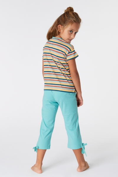 Resim 10-16 Yaş Kız Çocuk Pijama-Bsk - 929-Mandril Temalı Çizgili