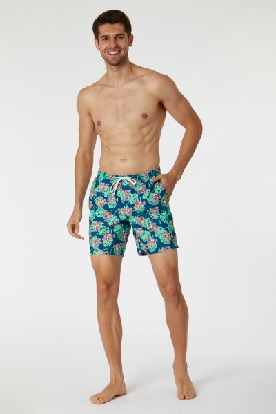 Resim Erkek Deniz Şortu-Zww - 912-Mandril Temalı Mavi