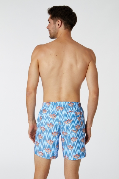 Resim Erkek Deniz Şortu-Zww - 924-Semender Baskılı Mavi 