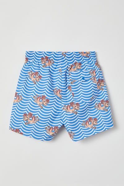 Resim 10-16 Yaş Erkek Çocuk Deniz Şortu-Zww - 924-Semender Baskılı Mavi 