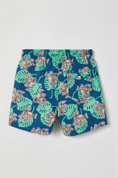 Resim 2-8 Yaş Erkek Çocuk Deniz Şortu-Zww - 912-Mandril Temalı Mavi