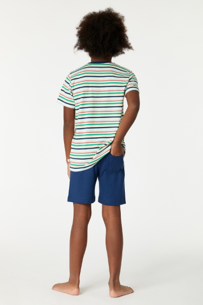 Resim 2-8 Yaş Erkek Çocuk Pijama-Pss - 910-Krokodil Temalı Çizgili Yeşil 