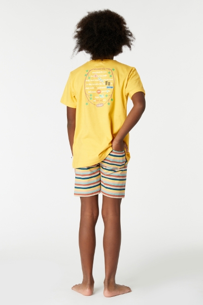 Resim 10-16 Yaş Erkek Çocuk Pijama-Pss - 614-Limon Sarı