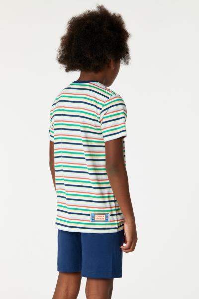 Resim 10-16 Yaş Erkek Çocuk Pijama-Pss - 910-Krokodil Temalı Çizgili Yeşil 