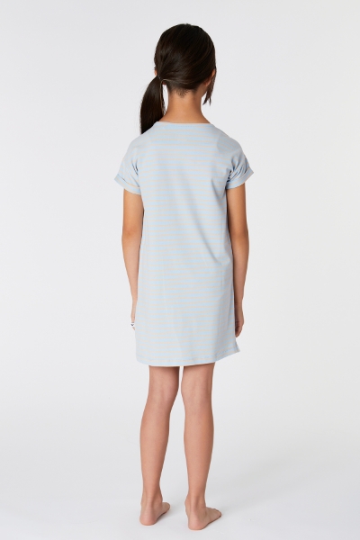 Resim 2-8 Kız Çocuk Gecelik-Dza - 951-Krokodil Temalı Mavi Çizgili