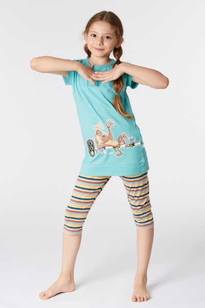 Resim 10-16 Yaş Kız Çocuk Pijama-Pos - 717-Puslu Yeşil