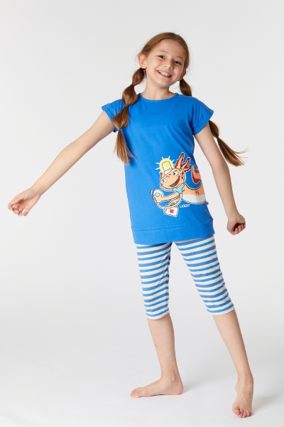 Resim 10-16 Yaş Kız Çocuk Pijama-Pos - 837-Koyu Mavi