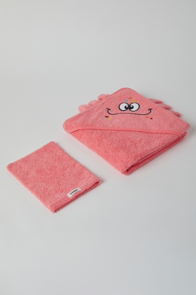 Resim Pamuklu Bebek Banyo Havlusu-Cap - 441-İstiridye Pembe