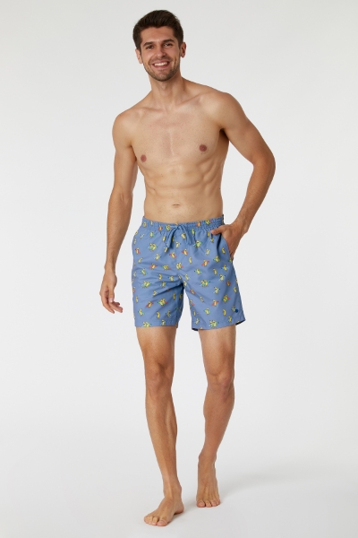 Resim Erkek Deniz Şortu-Qww - 927-Muz Baskılı Mavi