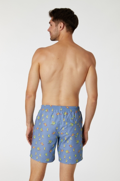 Resim Erkek Deniz Şortu-Qww - 927-Muz Baskılı Mavi