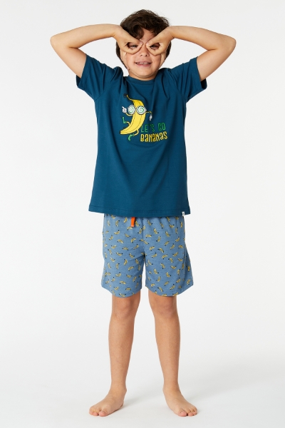 Resim 10-16 Yaş Erkek Çocuk Pijama-Qrs - 873-Derin Mavi