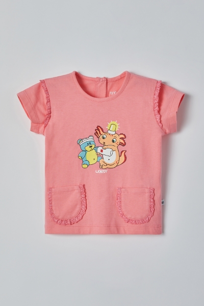 Resim Pamuklu Kız Bebek Pijama-Psg - 441-İstiridye Pembe