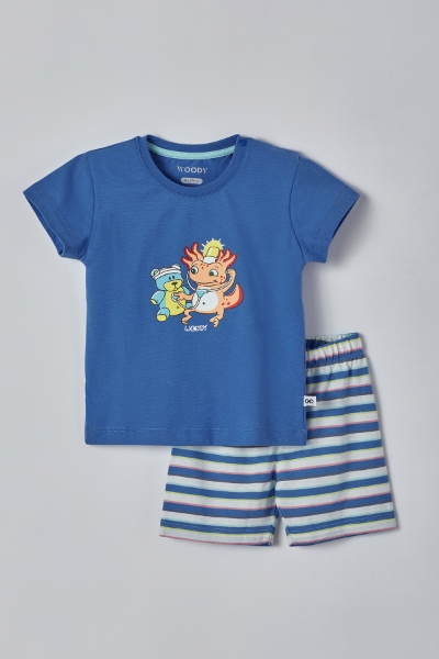 Resim Pamuklu Erkek Bebek Pijama-Pss - 837-Koyu Mavi