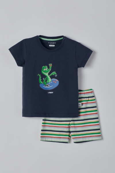 Resim Pamuklu Erkek Bebek Pijama-Pss - 874-Insignia Mavi