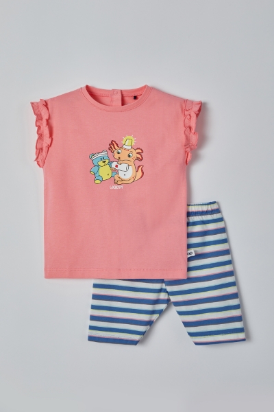 Resim Pamuklu Kız Bebek Pijama-Bab - 441-İstiridye Pembe