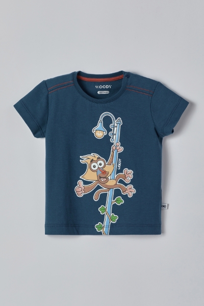 Resim Pamuklu Erkek Bebek Pijama-Psu - 873-Derin Mavi