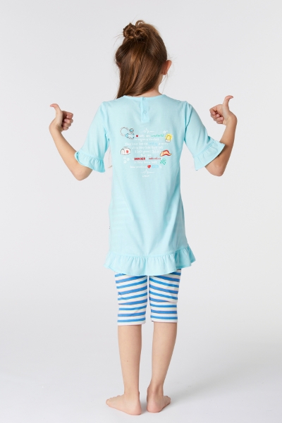 Resim 2-8 Yaş Kız Çocuk Pijama-Tun - 822-Turkuvaz