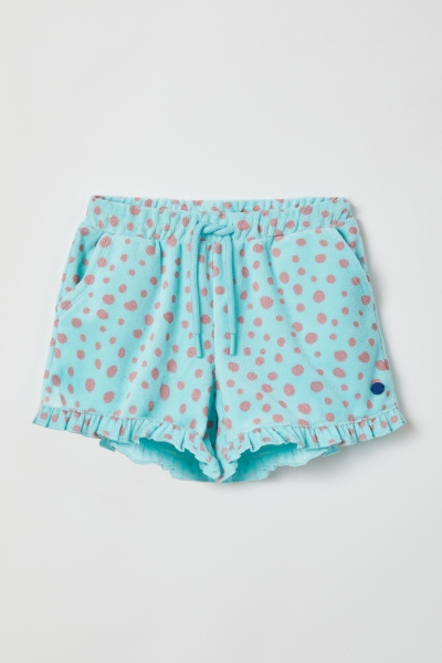 Resim 10-16 Yaş Havlu Kız Çocuk Şort-Shg - 918-Semender Baskılı Mavi