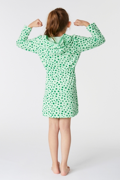 Resim 2-8 YaşPamuklu Havlu Bornoz-Dga - 957-Yeşil Puantiyeli