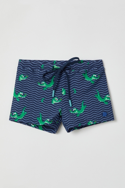 Resim 2-8 Yaş Erkek Çocuk UPF50+ Korumalı Mayo-Zws - 906-Krokodil Baskılı Lacivert