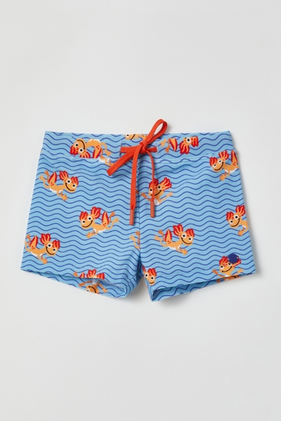 Resim 2-8 Yaş Erkek Çocuk UPF50+ Korumalı Mayo-Zws - 922-Semender Baskılı Mavi Çizgili