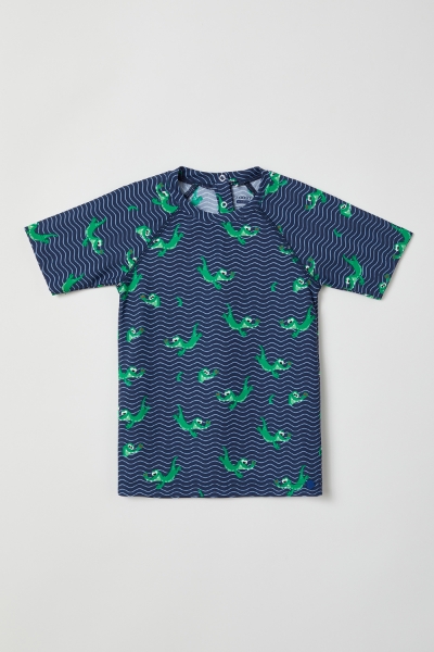 Resim 2-8 Yaş Erkek Çocuk UPF50+ Korumalı Mayo-Zwe - 906-Krokodil Baskılı Lacivert