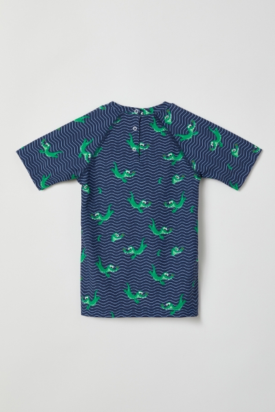 Resim 2-8 Yaş Erkek Çocuk UPF50+ Korumalı Mayo-Zwe - 906-Krokodil Baskılı Lacivert