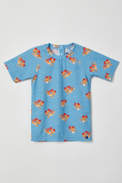 Resim 2-8 Yaş Erkek Çocuk UPF50+ Korumalı Mayo-Zwe - 922-Semender Baskılı Mavi Çizgili