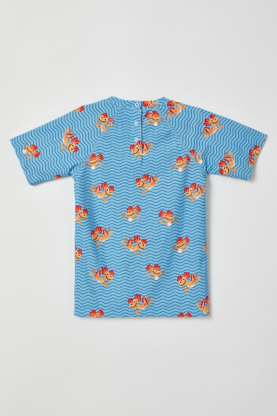 Resim 2-8 Yaş Erkek Çocuk UPF50+ Korumalı Mayo-Zwe - 922-Semender Baskılı Mavi Çizgili