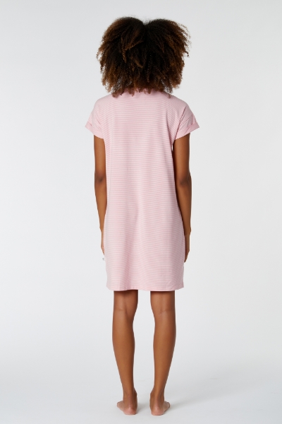 Resim Kadın Gecelik-Dza - 943-Semender Temalı Çizgili Pembe 