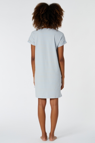 Resim Kadın Gecelik-Dza - 951-Krokodil Temalı Mavi Çizgili