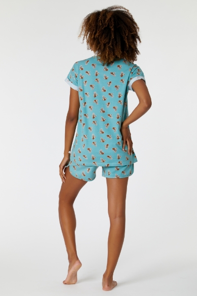 Resim Kadın Pijama-Pzg - 979-Mandril Baskılı Yeşil