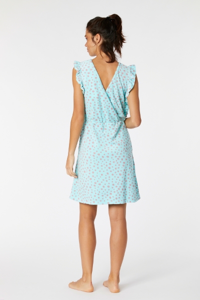 Resim Pamuklu Havlu Elbise-Dta - 918-Semender Baskılı Mavi