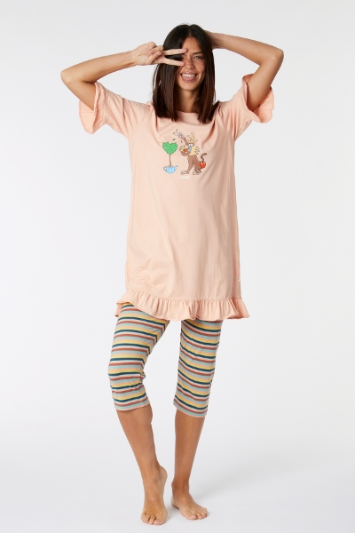 Resim Kadın Pijama-Tun - 411-Uçuk Pembe