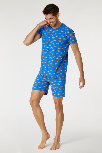 Erkek Pijama-Pza - 982-Semender Baskılı Mavi