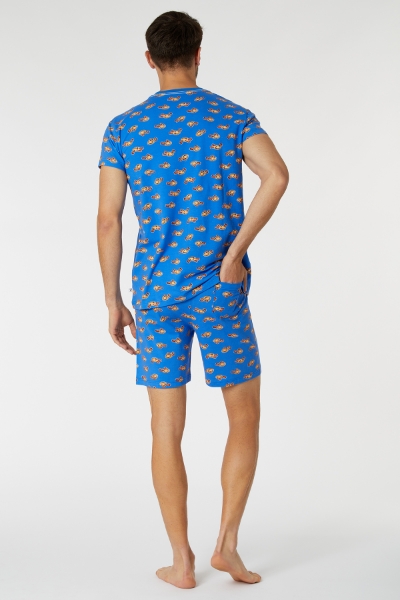 Resim Erkek Pijama-Pza - 982-Semender Baskılı Mavi