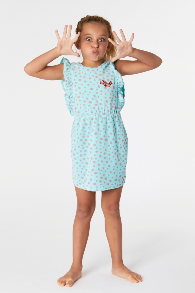 Resim 10-16 Kız Çocuk Pamuklu Havlu Elbise-Dta - 918-Semender Baskılı Mavi